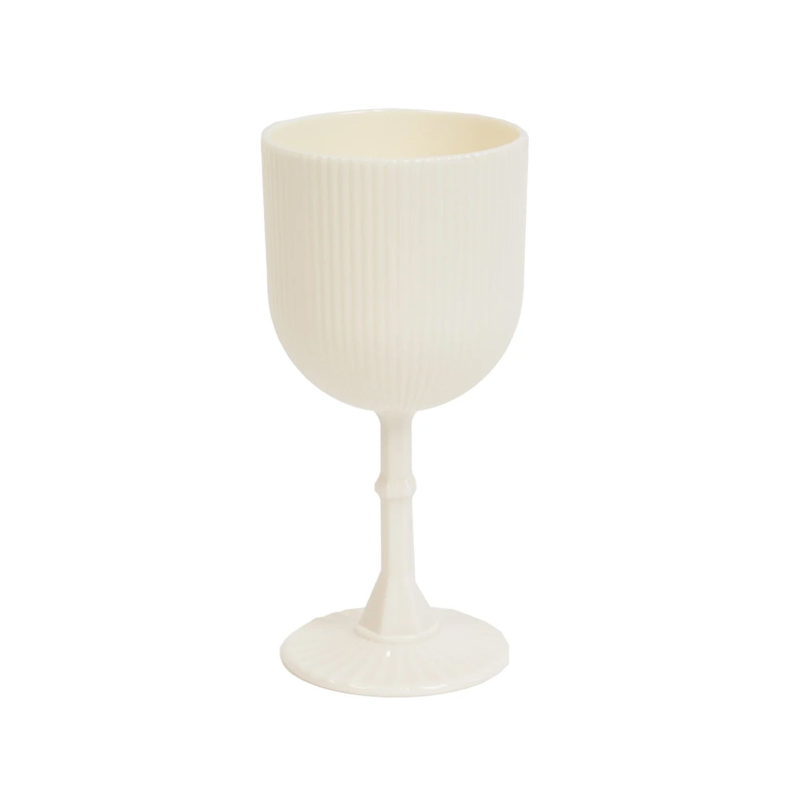 12-Pack White Plastic Wine Glasses 9oz, Vintage Ribbed Pattern - Image 2